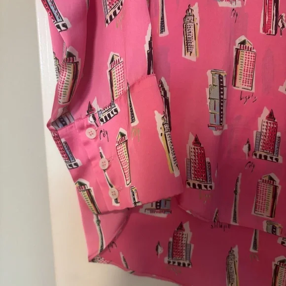 Zara silky pink city button down top size small - Picture 4 of 7